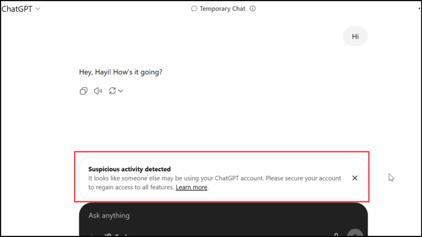 Unusual Activity Detected on ChatGPT